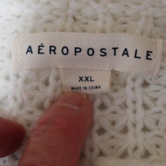 Aeropostale Women's XXL White Loose Knit Cropped Sweater Long Sleeve - NWT - Picture 5 of 10